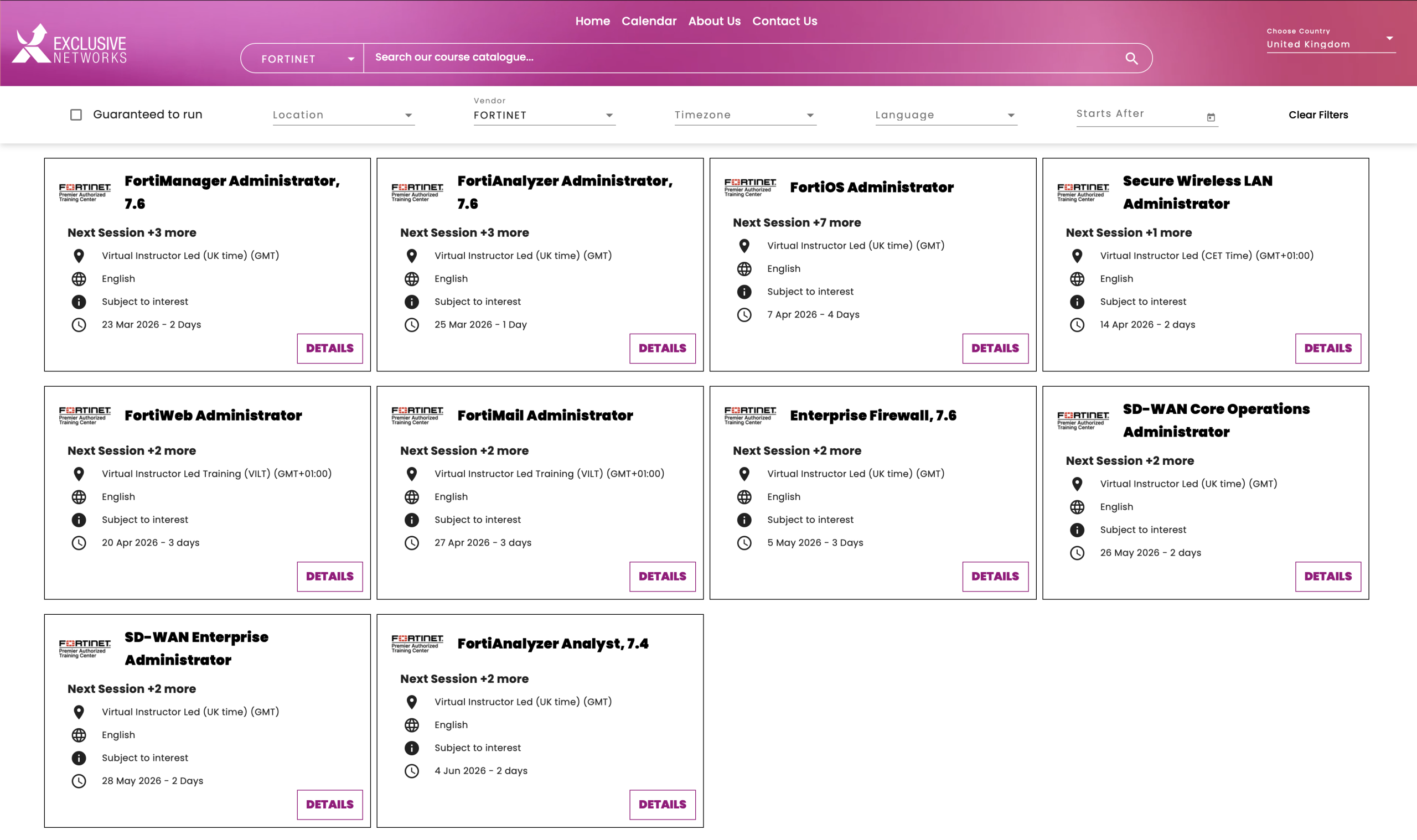 Exclusive Networks Fortinet training courses