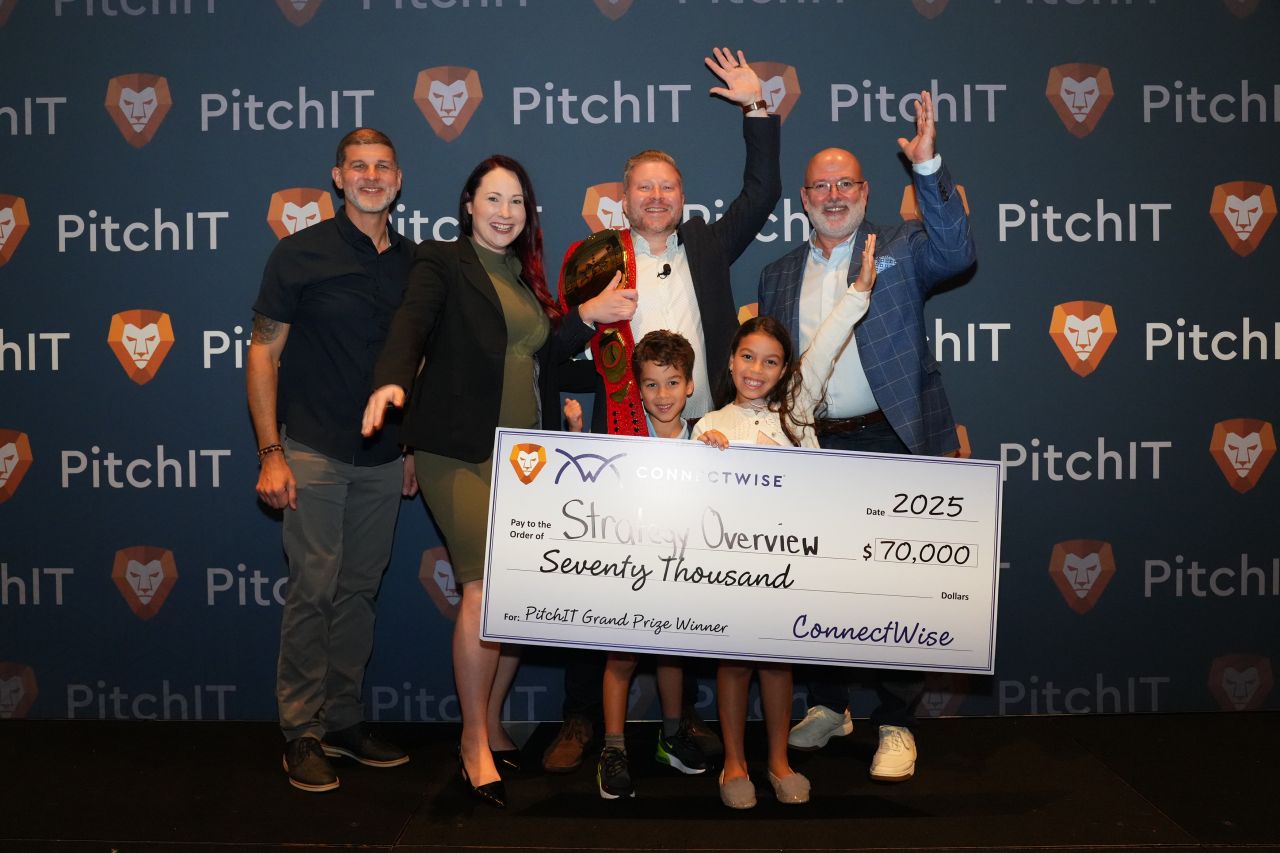 PitchIT group winner photo with cheque
